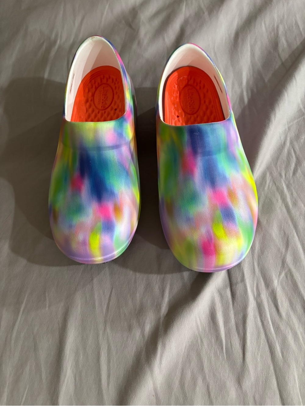 CROCS Women's Tie-Dye Clogs - Multicolor with Orange Insole